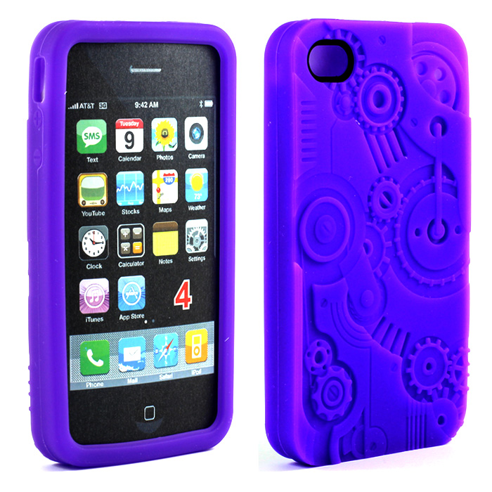 iPhone 4 4S 3D CLOCK Work Case (Purple)